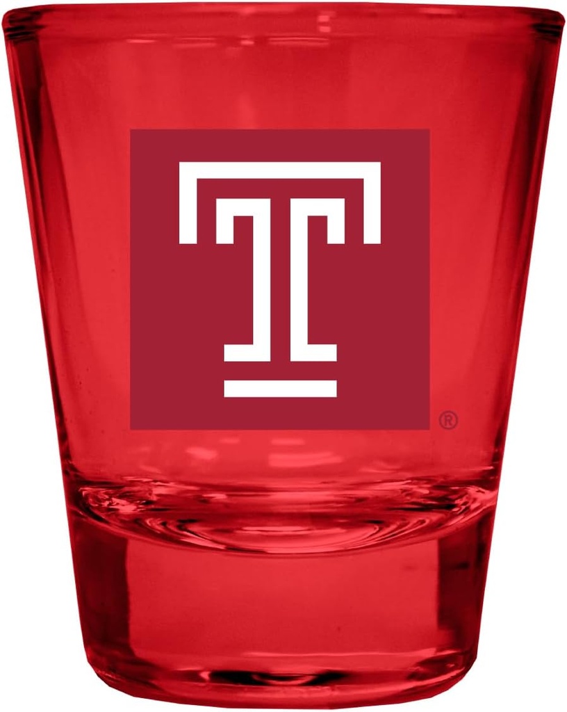 R and R Imports Temple University Full Color 2 oz Shot Glass Red Officially Licensed Collegiate Product 2-Pack