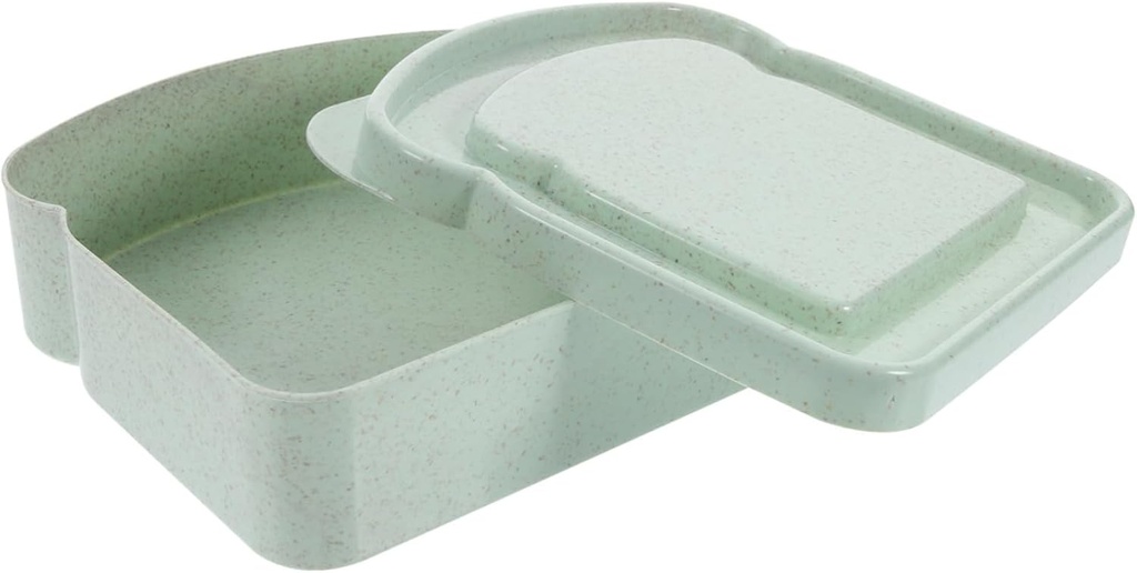 Sandwich Container with Lid Reusable Toast Shaped Food Storage Box for Adults and Dishwasher and Microwave Safe Leak Resistant Toast Keeper in Light Green