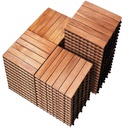PrimeZone 54 PCS Solid Acacia Wood Interlocking Patio Deck Tiles - 12" x 12" Indoor Outdoor Waterproof Flooring Tiles for Balcony, Backyard, Garden & Poolside, All Weather Use, Natural Wood
