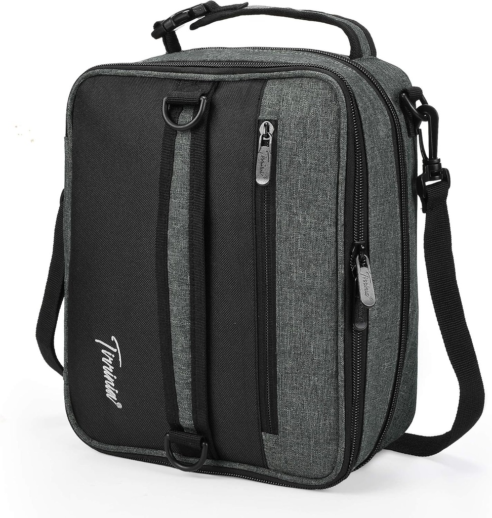 Tirrinia Expandable Insulated Lunch Bag for Men Women – Leakproof Reusable Cooler LunchBox for Kids & Adults with Shoulder Strap, Perfect for Work, School, Office, Travel,Charcoal