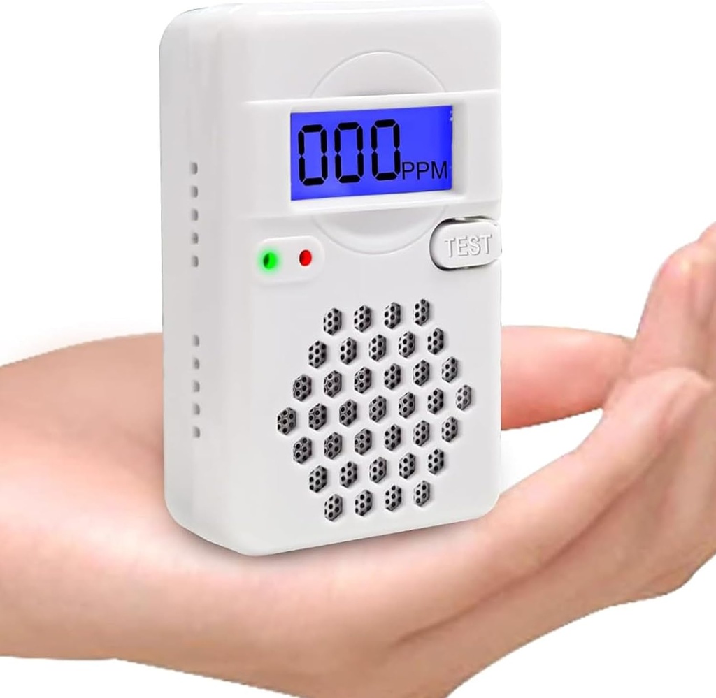 Carbon Monoxide Detector Alarm with Digital LCD Display, CO Detector Alarm with Replaceable Battery,Test-Reset Button, Low Battery Indicator, Portable,complies with UL2034(Batteries NOT Included)