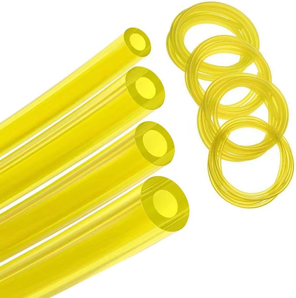 4 Sizes Premium Gas Fuel Line Hose Tubing 4 ft Each, For Small Engine，Poulan, Craftman，String Trimmer Chainsaw Blower Lawn Mower and other Power Tools-Fit Most Brands. (Yellow 4PC 16ft).