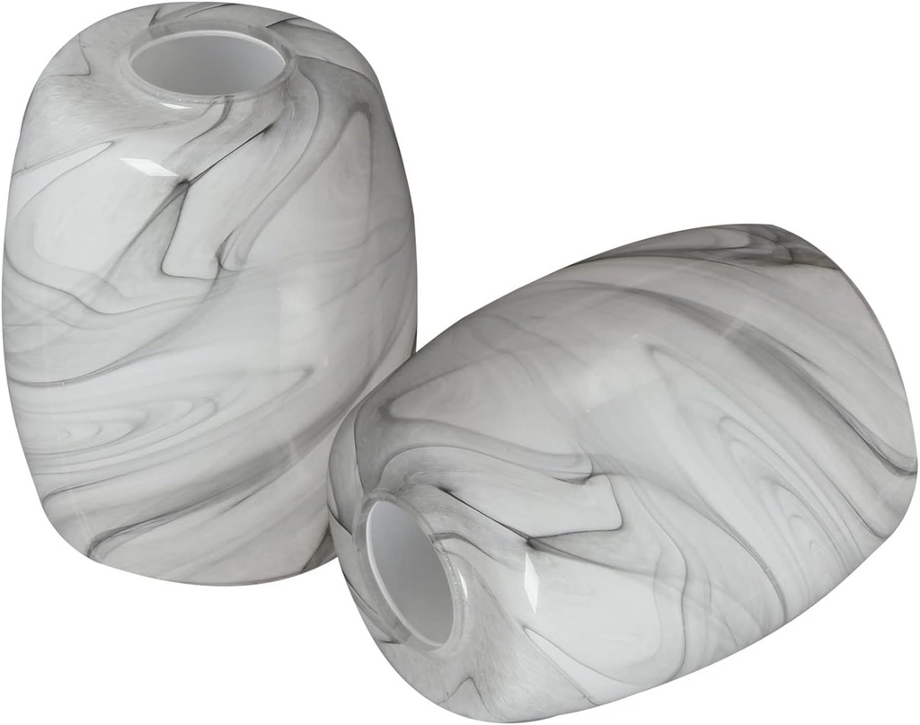 2pcs Oval Shaped Glass Lamp Shades Replacement Globe or Cover with Faux Marble Texture Finish 1-5/8-inch 4.7" of Diameter 5.6" of Height for Pendant Light G0084