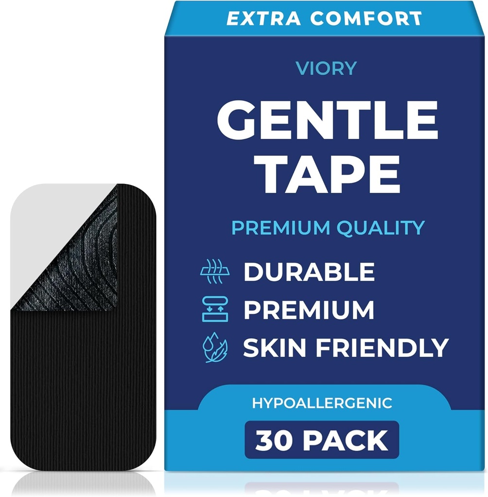VIORY Gentle Tape (30 Pack) - Pain Free Removal, Hypoallergenic, Latex Free & Gentle On Skin - Packaging May Vary - Skin Friendly Adhesive Cotton Tape