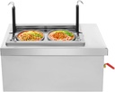 2 Holes Commercial Pasta Cooker, Electric Noodles Pasta Boiler, 9L Dual Basket Table Top Noodles Cooker with 2 Leaky Spoons for Home Restaurant Dorm RV Kitchen