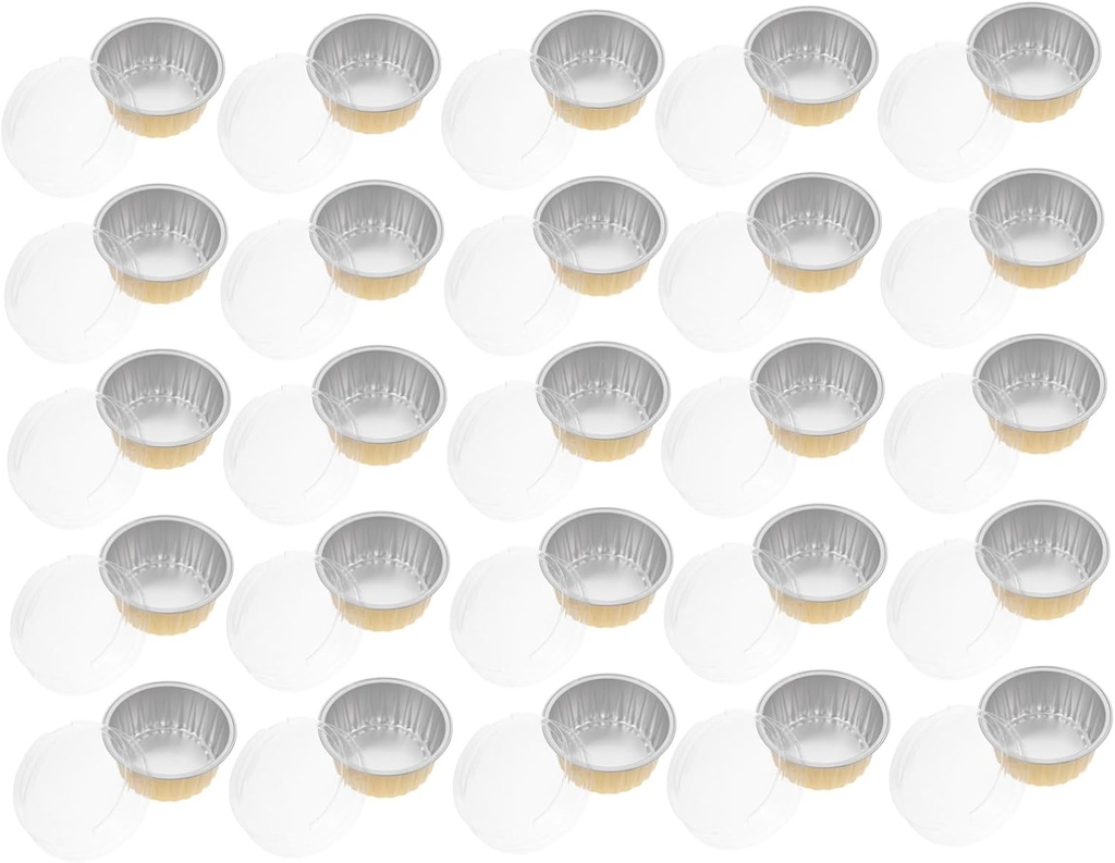 25pcs Gold Aluminum Ice Cream Cups with Transparent Lids Heat Resistant Dessert Storage Boxes for Mango Durian Pudding Party Cake Carriers Safe Dishwasher Use