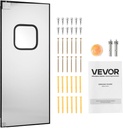 VEVOR Traffic Swing Door, Single Panel Fits Door Opening 36" W x 84" H, Stainless Steel Commercial Swinging Doors with Hardware & Accessories, Ideal for Residential Use, Durable & Easy to Install