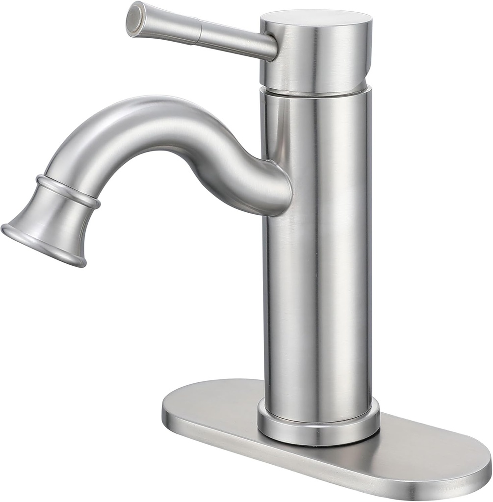 Bropury Bathroom faucets with Adjustable Water Outlet Angle，USU304 Hot and Cold Mixed Water Bathroom Sink Faucet，Vanity Faucet for RV Camper Farmhouse Family Sink (Nickel Brushed)