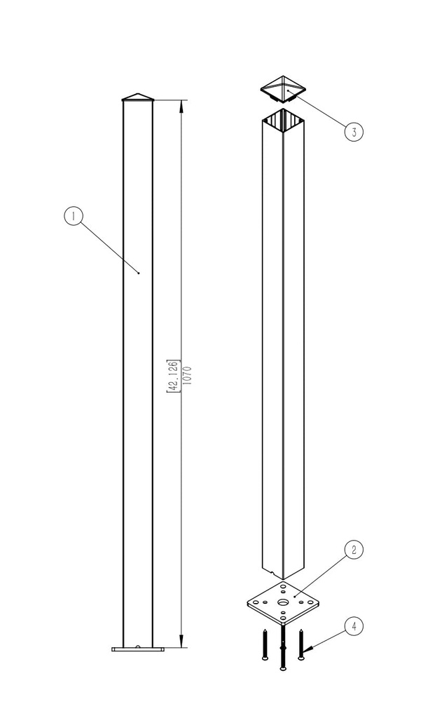 White MOUNTWEST 42" Aluminum TOP-Mount Post - Outdoor Pillar for Lasting Style and Durability