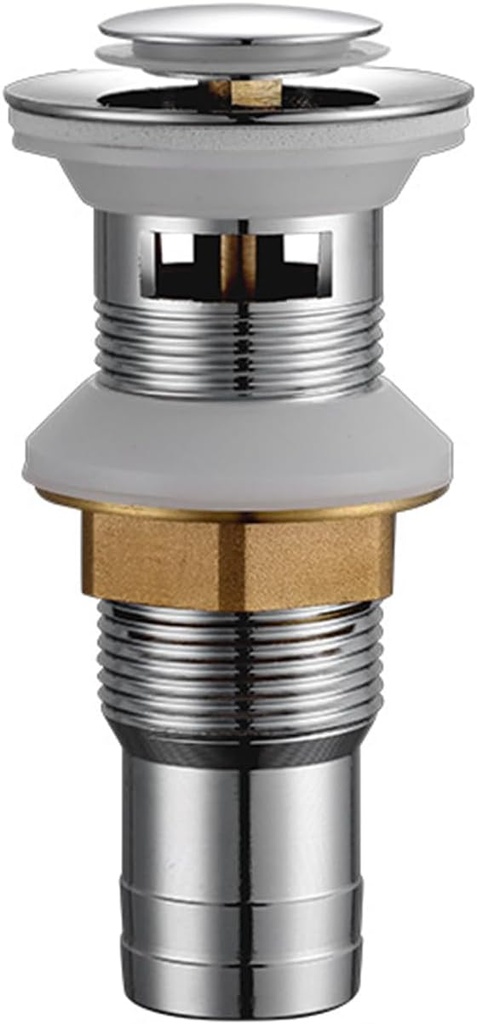 Bathroom Sink Drain Stopper Pop Up,Push Button Drain Assembly,Pop Up Drain with Overflow,Push and Bounce Water,All Copper Anti-Corrosion Water,Chrome B Drainage(Chrome C)