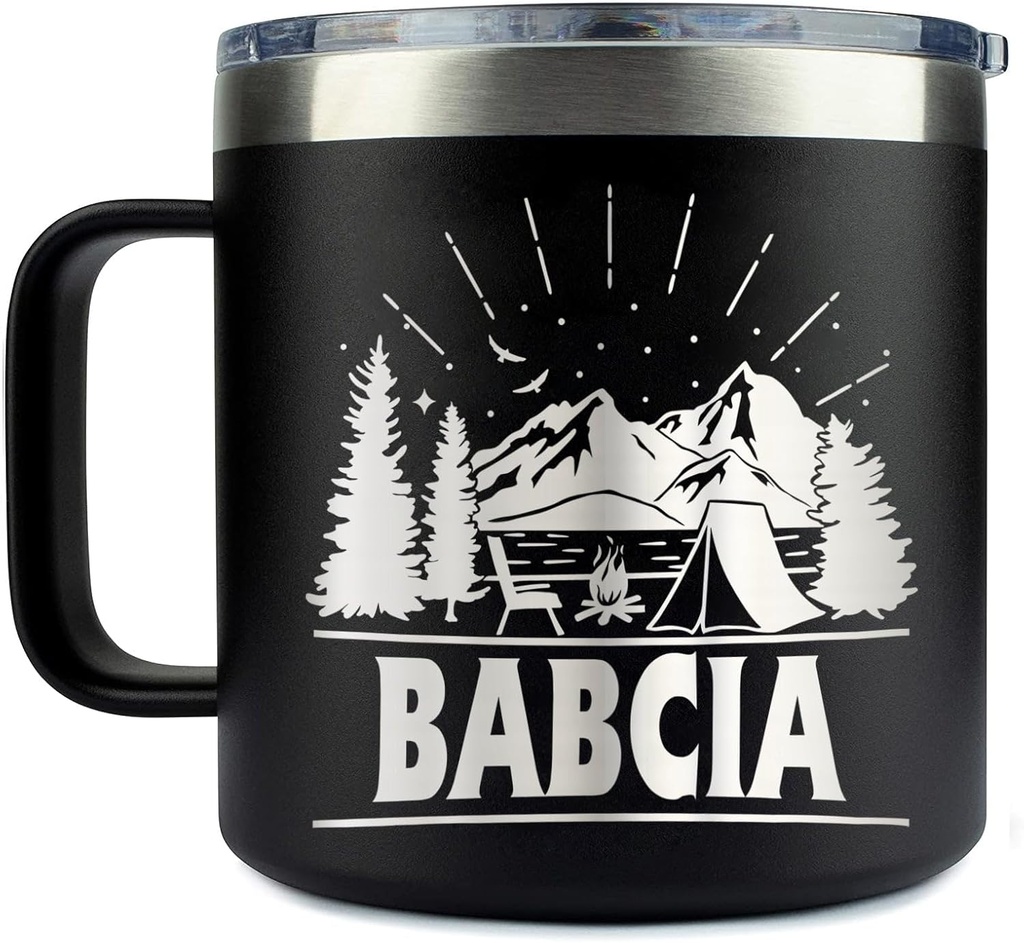 Babcia Camping Tumbler 14 Oz Coffee Mug - Babcia Tumbler - Babcia Camping Gifts - Fathers Day Gift - Babcia Mug - Birthday Gift Ideas For Babcia - Gifts For Campers Outdoors, 16oz, Transparent