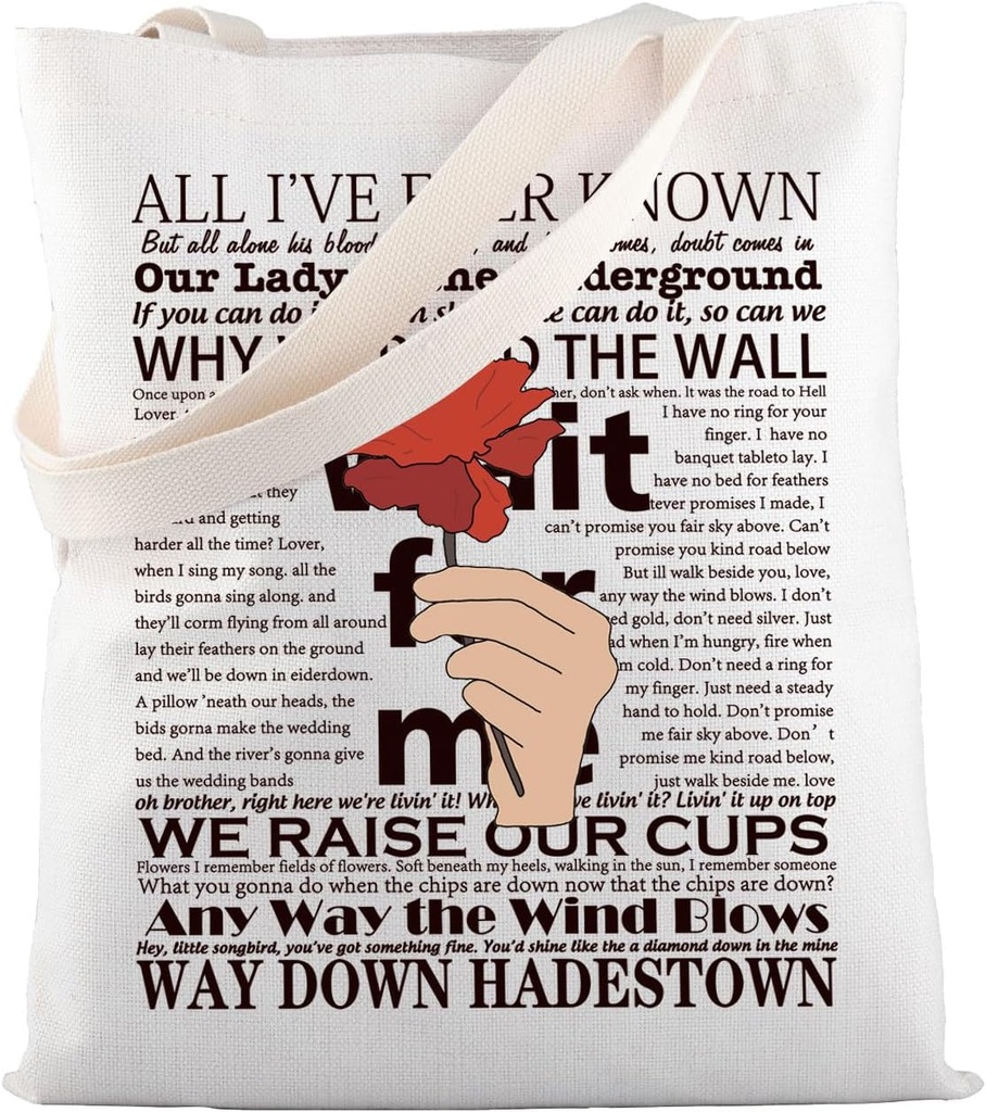 MBMSO Hadestown Musical Tote bag Hadestown Theater Gifts for Musical Fans Wait for Me Hadestown Inspired Shoulder Bag