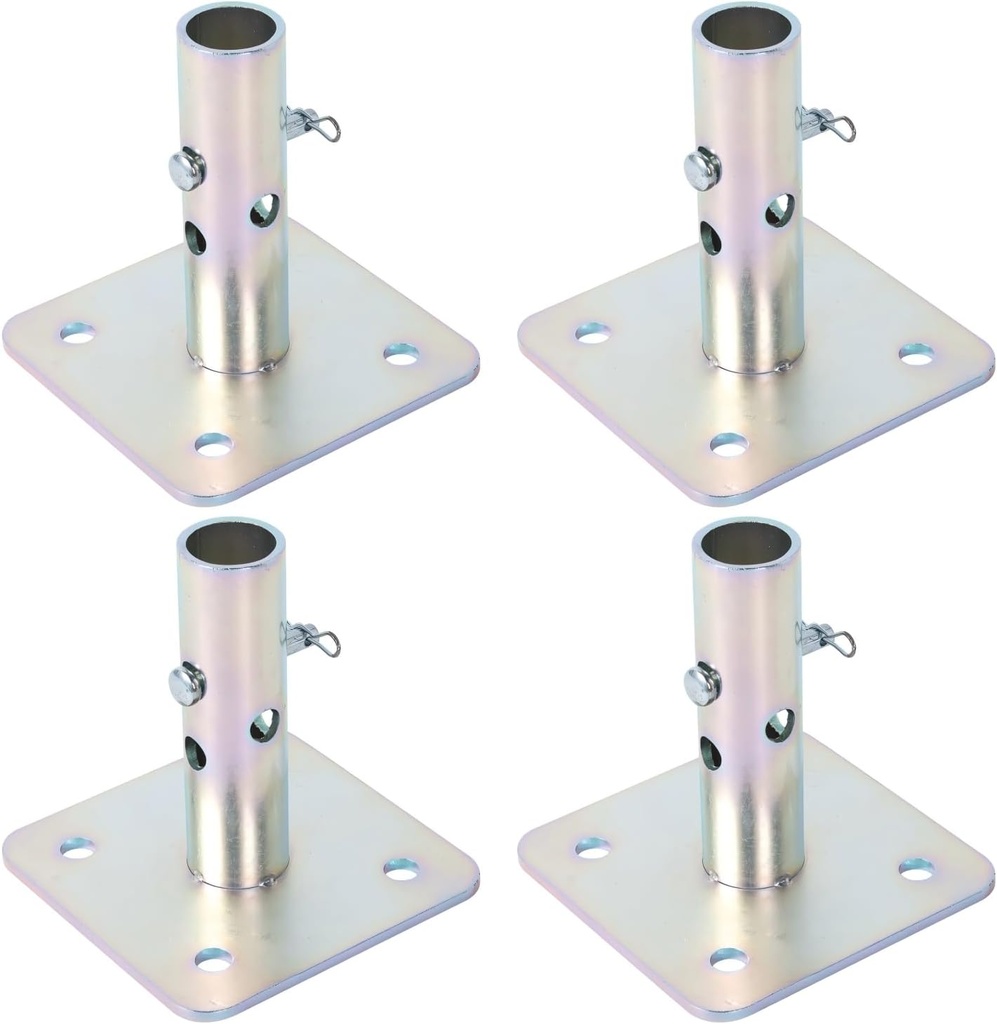 Galvanized Scaffold Base Plates 5 in x 5 in x 1-3/8 in OD,Silver (4 Pack)