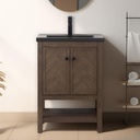 UrbanFurnishing.net Landon Collection 24" inch Bathroom Sink Vanity Set with Integrated Porcelain Sink - Black