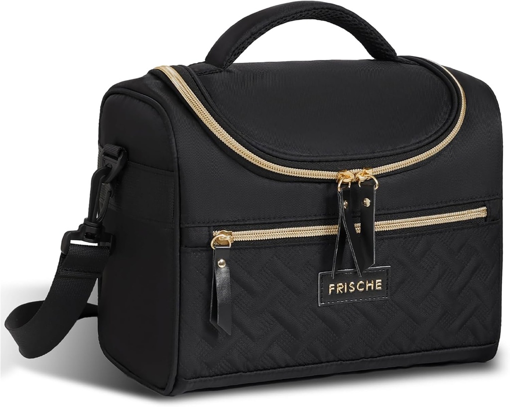 Insulated Lunch Bag, Portable Small Cooler Box, Reusable Leakproof Lunch Box Bag with Removable Strap for Work, Travel, Picnic (Black)