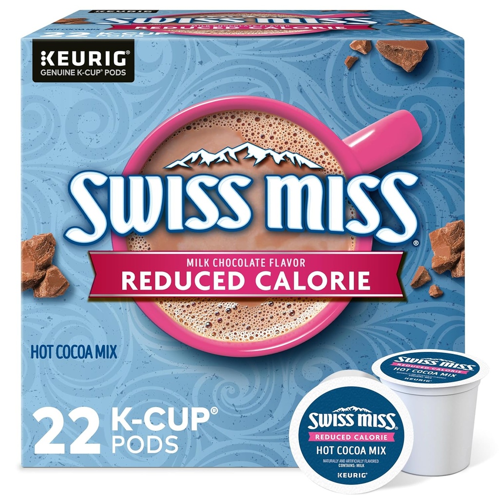 Swiss Miss Hot Cocoa Single-Serve K-Cup, Reduced Calorie, Box of 22