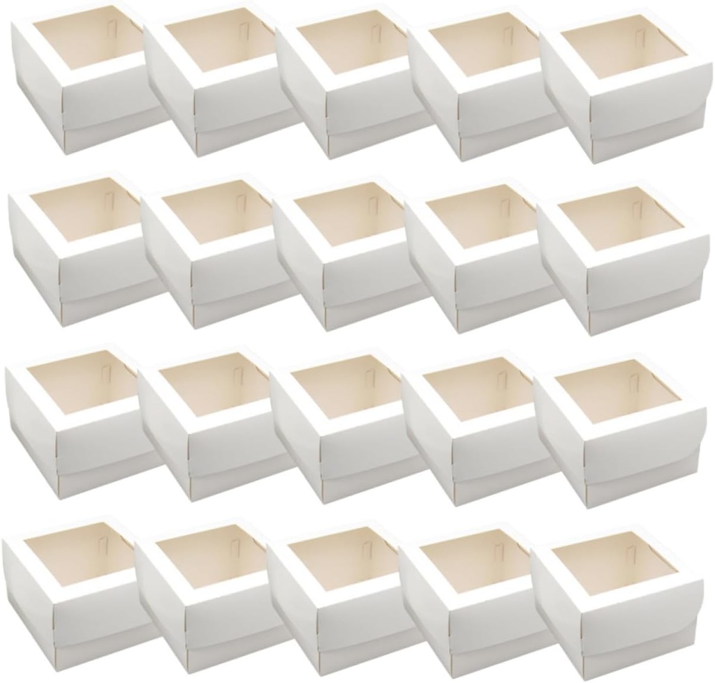 Unomor 20pcs Multi-function Cake Boxes with Window High Transparent Dessert Containers Food-grade for Cookies Pastries and Treats for Sharing and Gifting