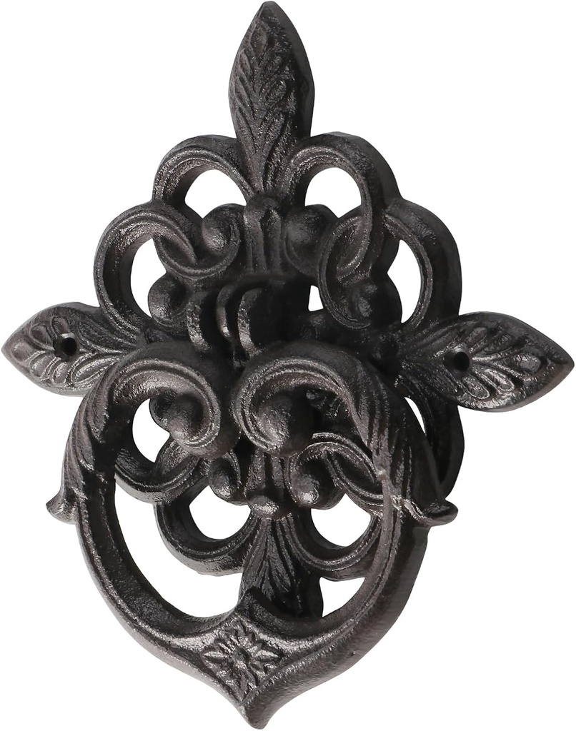 Black Antique Front Door Knocker, Gothic Cast Iron Petal Leaf Door Handle Decoration Outdoor、Home Garden and Farmhouse (1 Pack)