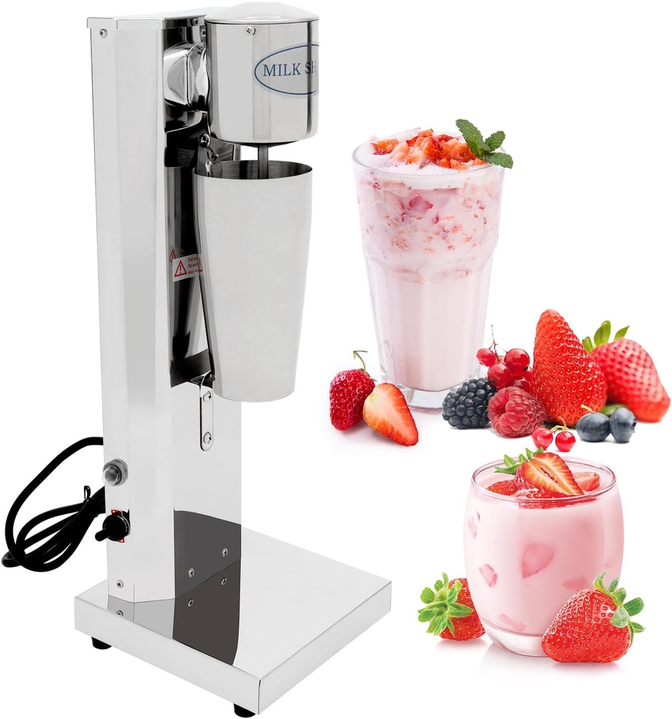 180W Electric Milk Shake Maker, Commercial Milk Shake Maker Mixer Stainless Steel Milkshake Blender, Single-Head Electric Drink Mixer with 22 oz. Mixing Cup, 18000RPM