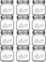 Mason Jars 10oz - 12Pack Glass Jars with Leak Proof & Food Grade Canning Jars for Spices, Dry Food Storage & DIY Crafts, Perfect for Home Cooks, Meal Prep, and Crafting Enthusiasts