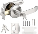Keyed Entry Door Lever Lock with Aluminum Handle, Adjustable Latch (2.36-2.75'') for Bedroom and Office Doors