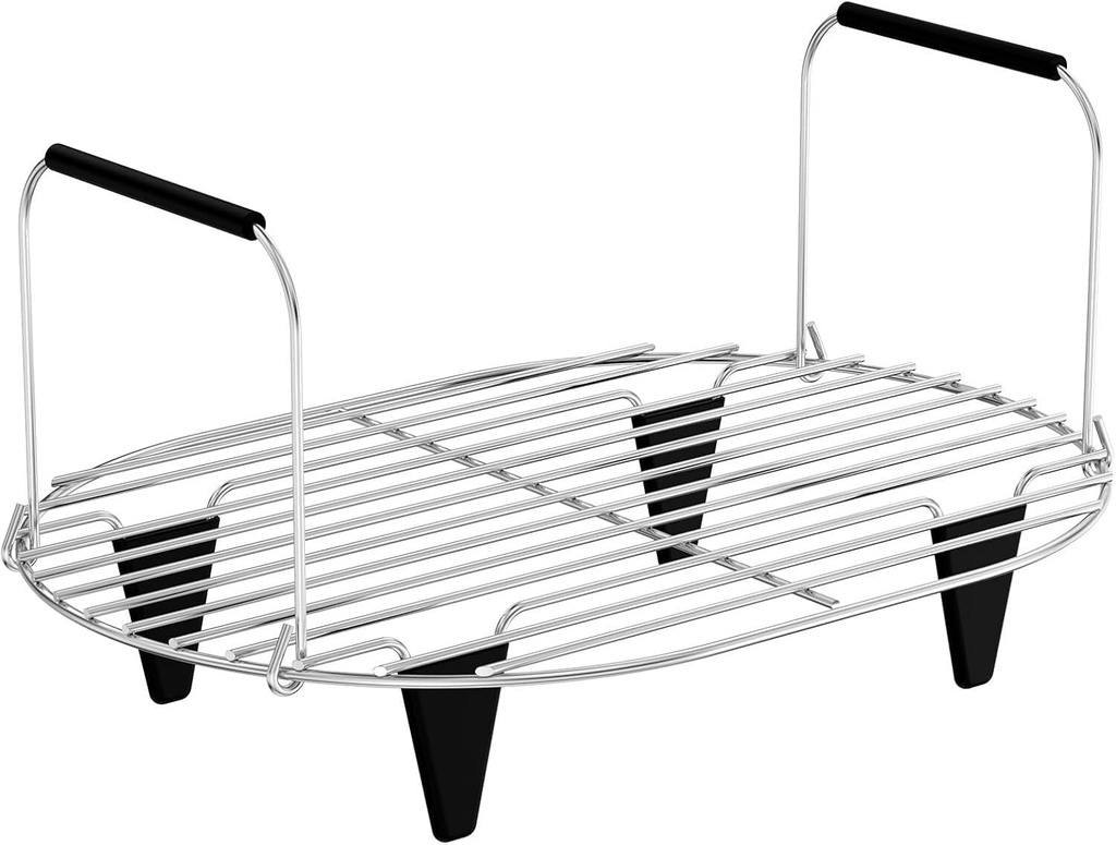 Deep Fryer,Frying Pot,Deep Frying Pan,Deep Fryers, Steam and Roast Rack for 8.5Qt Slow Cooker Stainless Steel Slow Cooker Steamer Rack with Foldable Handle Reusable Roasting Steaming Rack Slow Cooker