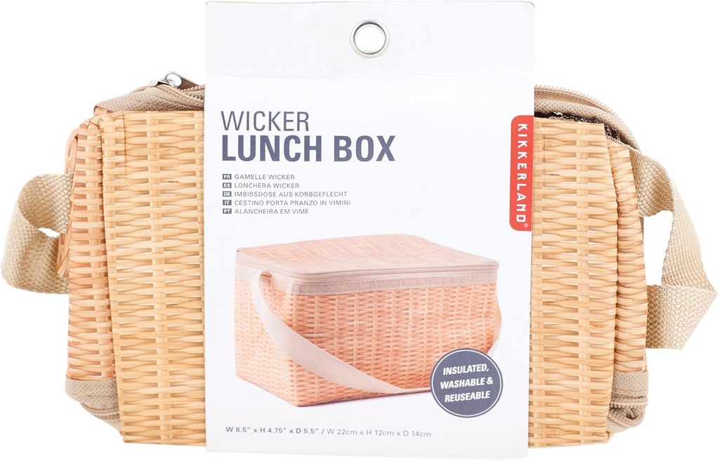 Kikkerland Wicker Lunch Box, Brown