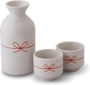 Sake Tokkuri and Sake Cups(2pcs) Set, 7.1 floz -Celebratory Collection-Japanese Sake Mino Ware Pottery with Gift Box, Made in Japan