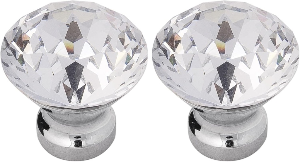 Hickory Hardware Crystal Palace Collection Cabinet Knobs, Kitchen Handles for Cabinets and Drawers and Bathroom Hardware, 1-1/4 Inch Diameter, Glass with Chrome, 2 Pack