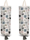 CRASPIRE 2Pcs Cat Leaf Flower Cloth Plastic Bag Holder with 4 Adhesive Hook Reusable Grocery Organizer Washable Wall Mount Hanging Trash Shopping Bag Storage Dispenser for Cabinet Home Kitchen Pantry
