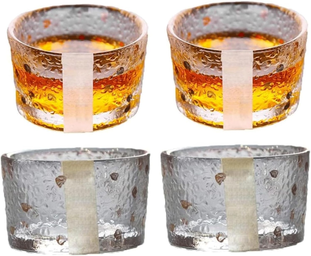 Japanese Sake Cup Sake Set Set of 4 Glass Japanese Sake Cup Japanese Tea Cups with Gold Dot Japan Shot Glass