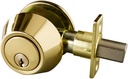 Keyed Entry Door Deadbolt with One Keyed Side and Twist-Knob Interior, 6-Way Adjustable Latch, Fits Standard Doors, Polished Brass – Design House, 727438
