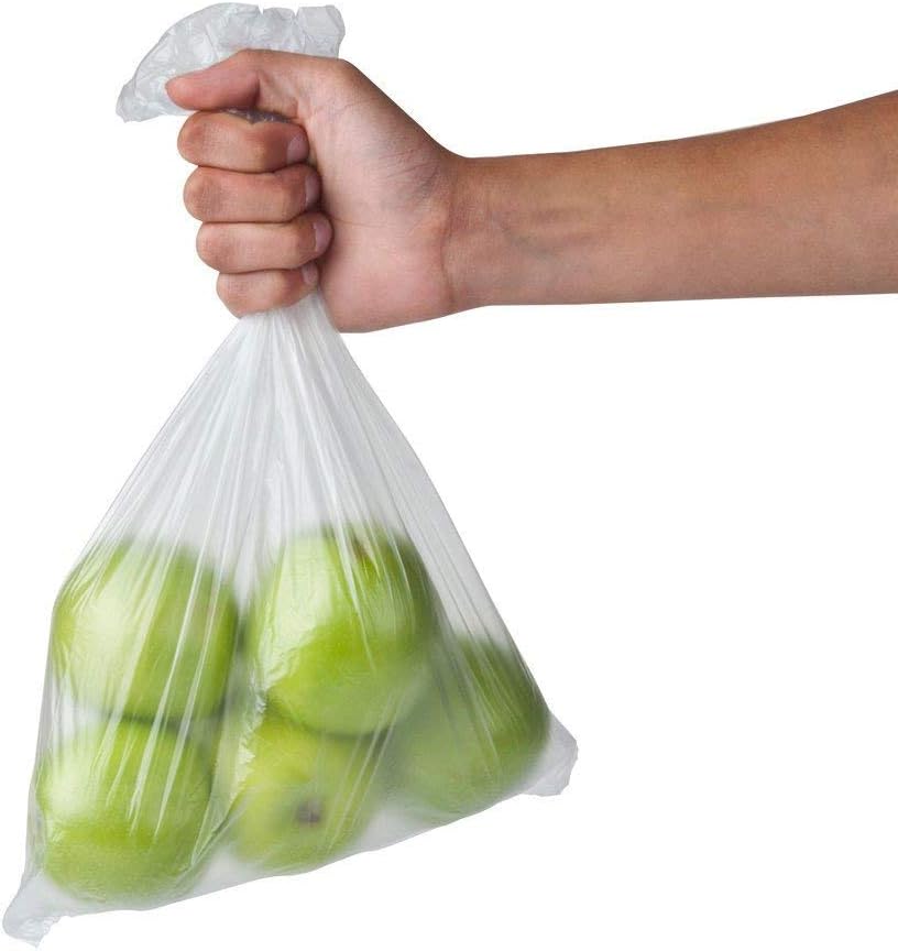 Food Storage Bags, 10" X 15" Clear Plastic Produce Bag for Fruits, Vegetable, Bread, Kitchen On a Roll With Free Ties (1 Roll/450 Bags)