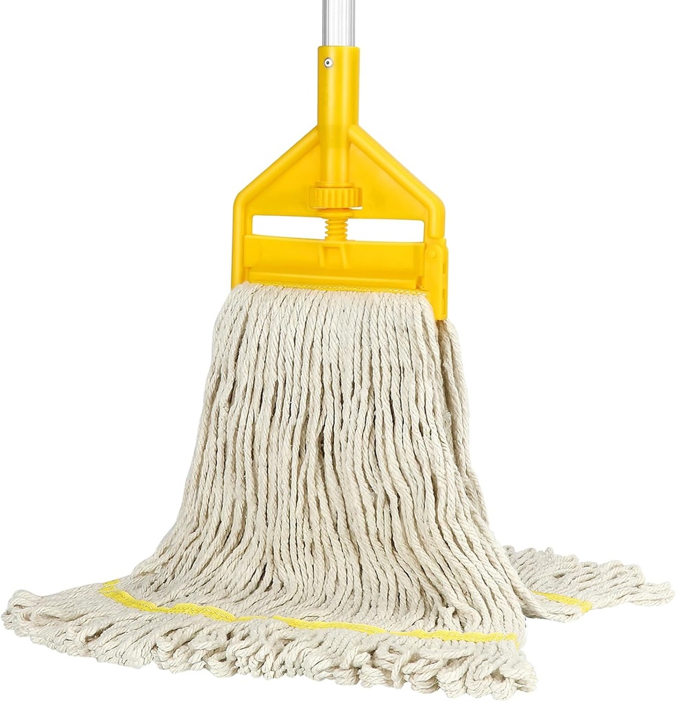 Commercial Mop Heavy Duty Industrial Cotton Mop with Long Handle,Looped-End String Wet Mops for Home,Garage,Office, Workshop, Warehouse Floor Cleaning