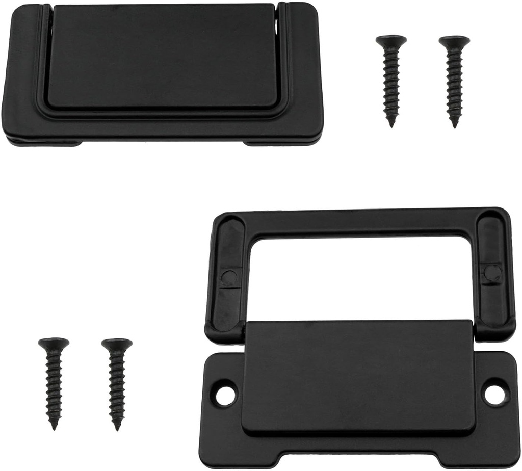 Invisible Flip Drawer Handle Dull Polish Concealed Installation Recessed Furniture Grip for Cabinet TV Cabinet Bathroom Cabinet, etc. (hole distance 64mm with mounting screws) 2 set, Black