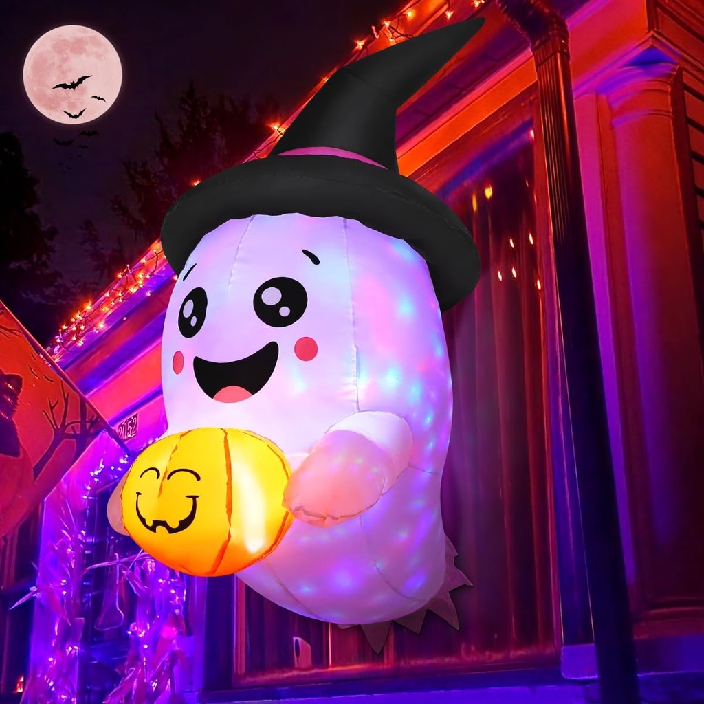 COMIN 3.6 FT Halloween Inflatables Window Ghost Built-in LED,Inflatable Outdoor Decorations Blow Up Ghost for Halloween Party Yard Lawn