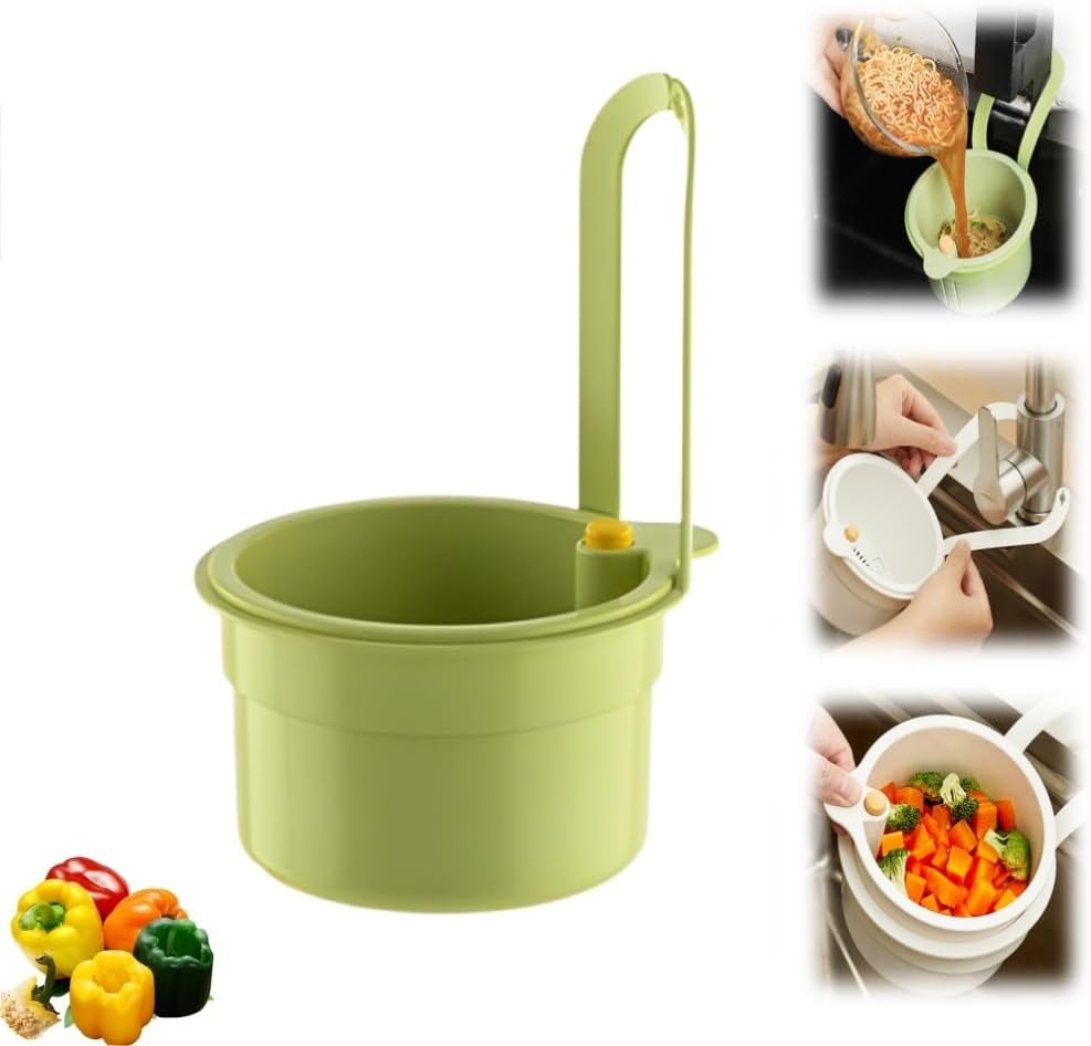 Sink Strainer Basket,2025 New Hanging Kitchen Sink Strainer Basket with Press Dumping & Self-Cleaning Design, Corner Sink Trash Catcher for Food Waste, Sink Protectors (Green 1PCS)