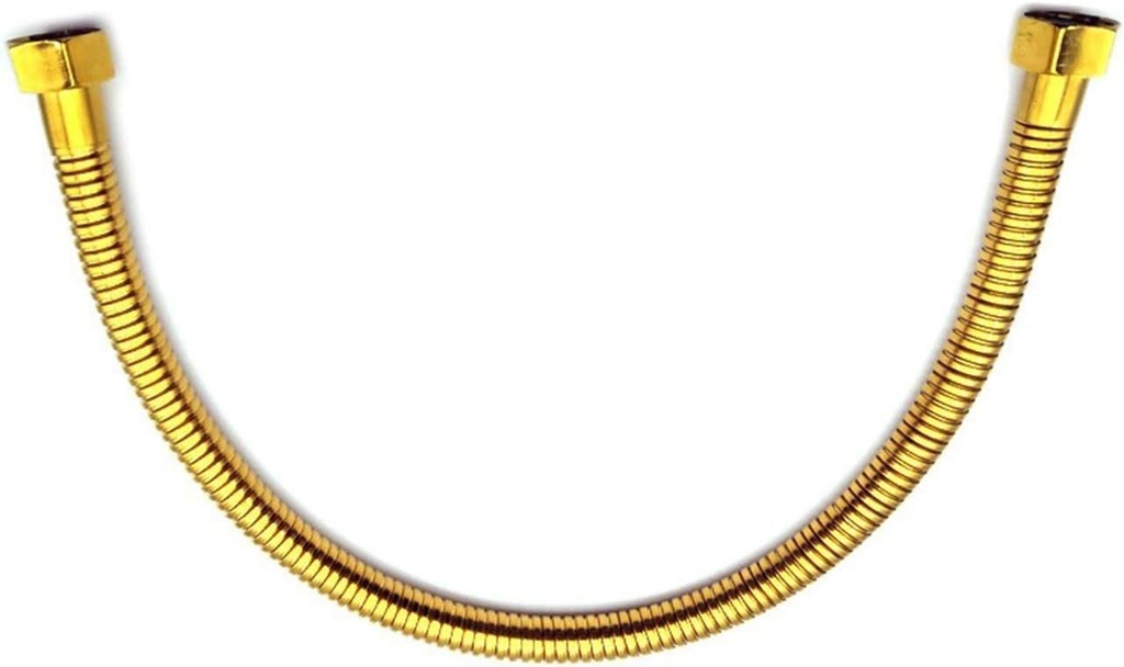 Gold Plumbing Pipe,Golden Plumbing Hose 1/2 Angle Valve Connector, Stainless Steel Gold Toilet Hose for Bathroom,Fittings Length 50cm