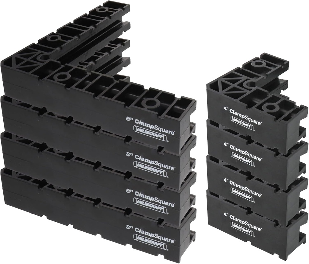 Milescraft 7366 Corner Square Kit - 90° Corner Clamping Positioning/Assembly Squares. 8in. and 4in. Works on Interior or Exterior Corners. Non-Marring Material. (8pc)