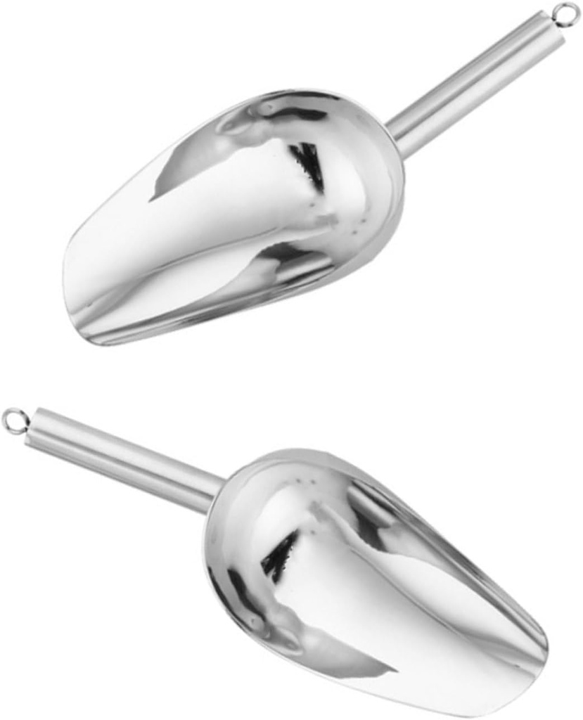 2 Pack Multifunctional Stainless Steel Shovels Ice Scooper For BBQ Camping Cooking Scoops With Ergonomic Handle Design Thickened Ice Shovel With Ergonomic Handle