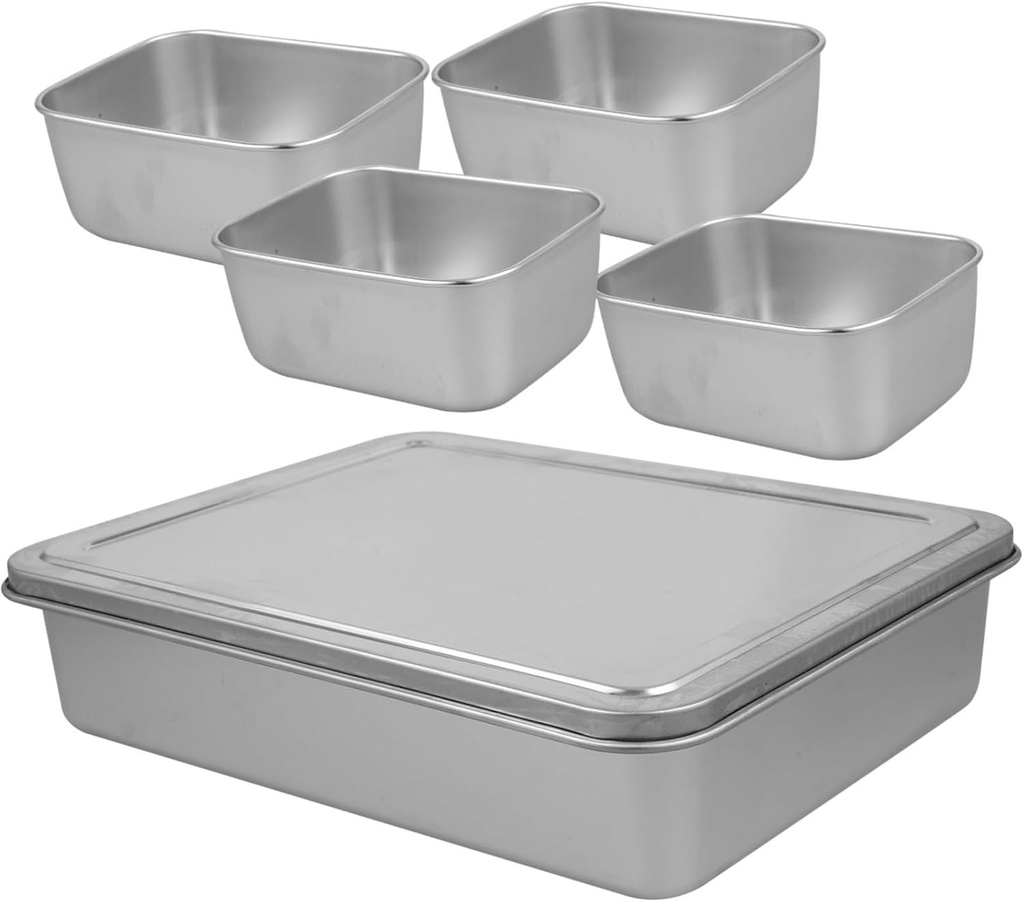 Seasoning Box Lid Condiment Dispenser Stainless Steel Serving Box Multiple Compartments Large Capacity for Kitchen Dining Picnics