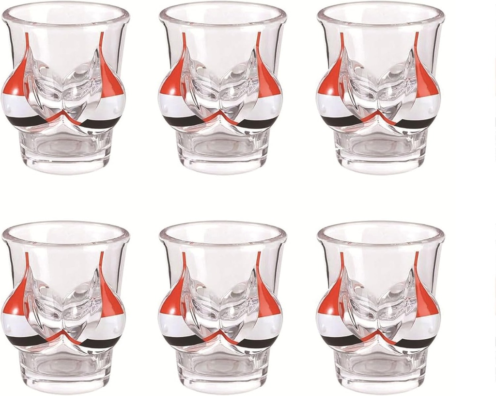 YY 6-piece Shot Glasses Bikini Bust 3D Shot Glasses Funny Body Shape Wine Glasses Transparent 1.86oz Beverage Cups Glassware Bar Decoration Cup