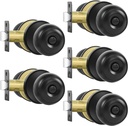 Privacy Door Knobs, 5 Pack Matte Black Door Knobs with Lock, Bed and Bath Door Knob Interior Keyless Locksets, Round Door Handles Reversible for Left Right Handed Doors
