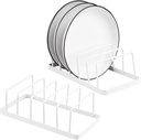 Tomorotec Dish Plate Storage Drainboard 2-Pack, Alloy Steel Kitchen Pot Lid Holder Dish Plate Drying Rack Drainer Stand Multifunctional Cabinet Organizer