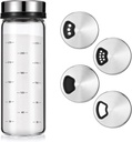 Salt Pepper Shakers with Adjustable Pour Holes, Clear Glass Seasoning Shakers, Moisture Resistant Seasoning Shaker, Spice Dispenser (300ml)