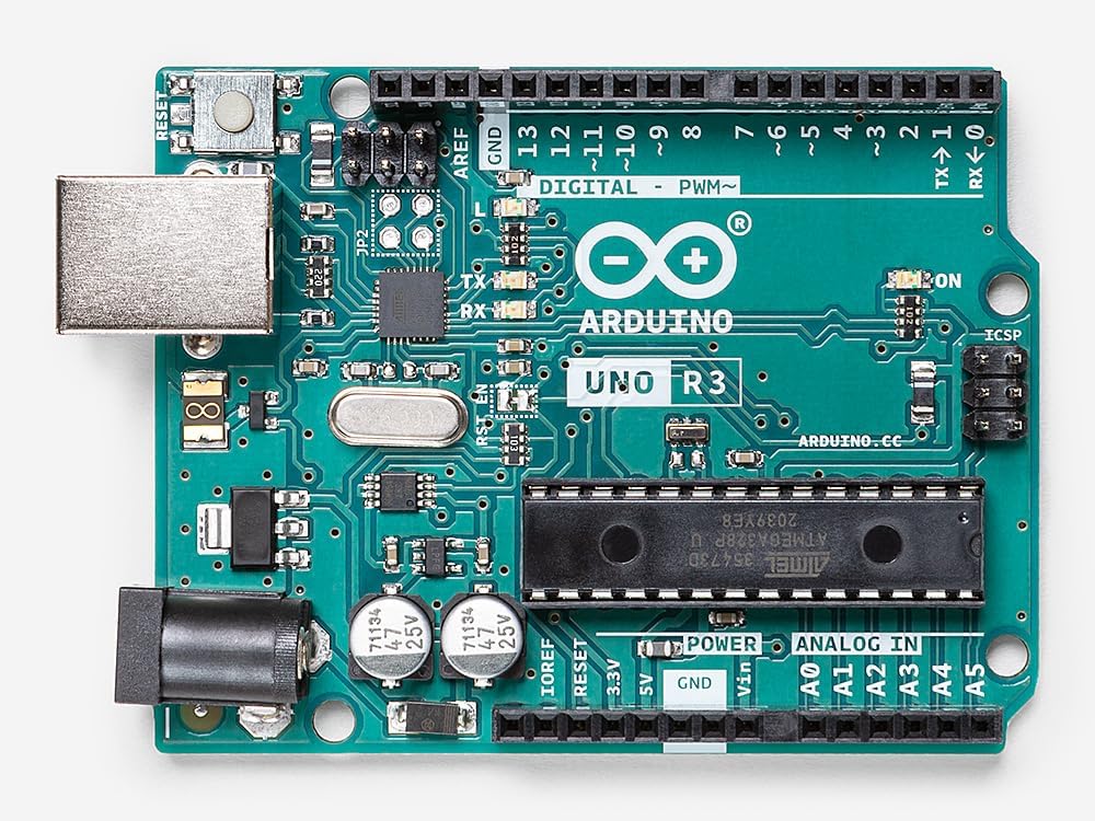Arduino Uno REV3 [A000066] - ATmega328P Microcontroller, 16MHz, 14 Digital I/O Pins, 6 Analog Inputs, 32KB Flash, USB Connectivity, Compatible with Arduino IDE for DIY Projects and Prototyping