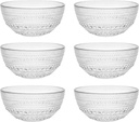 FORTESSA Jupiter Beaded Hobnail Glass Vintage Themed Dinnerware Set, 13.5 Ounce All-Purpose Glass Bowl (Set of 6) Dishwasher-Safe, Clear