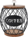 Coffee Capsule Holder, Coffee Pod Storage Basket Farmhouse Decor with Weighted Wooden Base for Home, Office (Black)