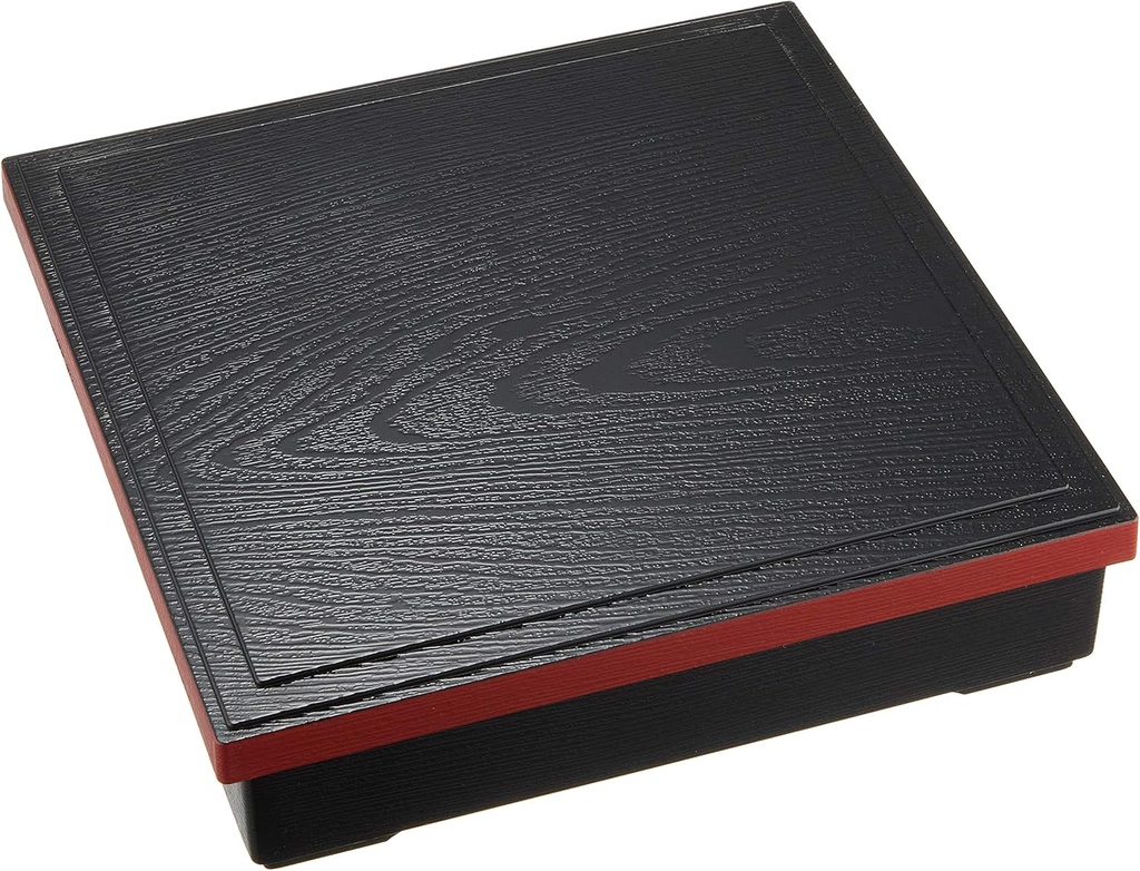Shokado Bento Box, Shokado DX 7.5 Dividers, Vermilion Kurobuchi Size: Approx. W 8.9 x D 8.9 x H 2.4 inches (22.5 x 22.5 x 6 cm) 72860