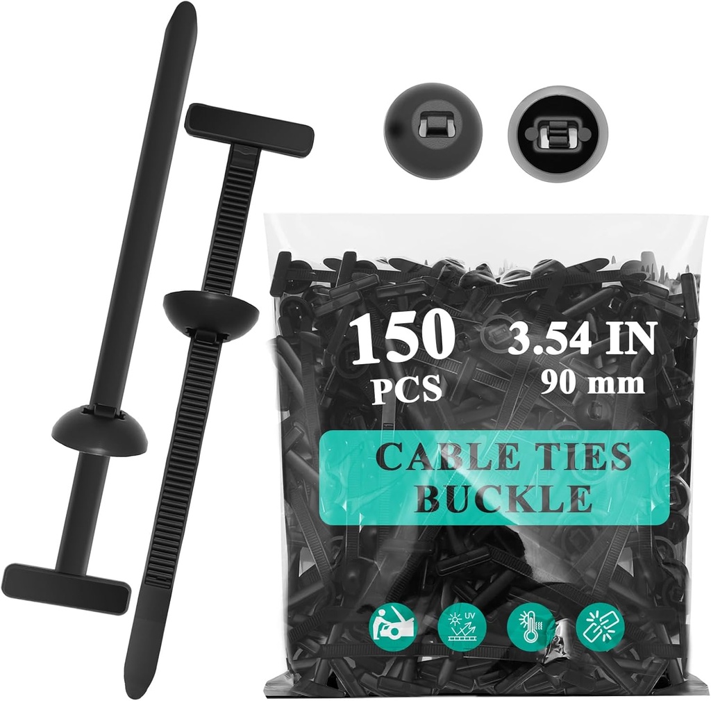 150Pcs Nylon Universal Cable Tie Buckle - New Multifunctional Nylon Zip Ties, Heavy Duty Plastic Rivet T Zip Ties Style, for Daily Maintenance And Fixing Of Automobiles